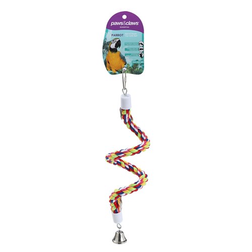 PARROT SPIRAL ROPE TOY W/ BELL