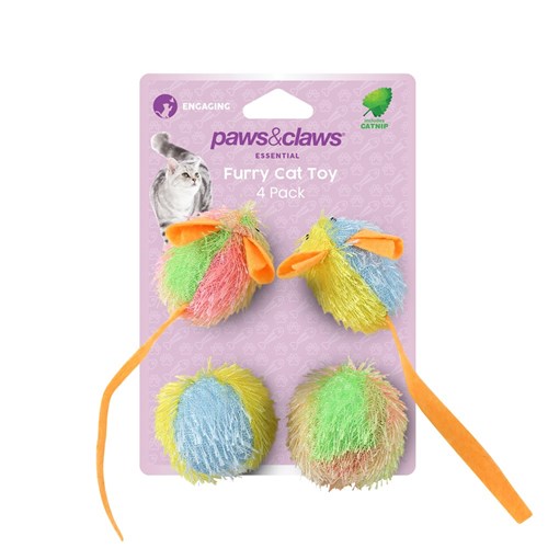 FURRY CAT TOY 4PK