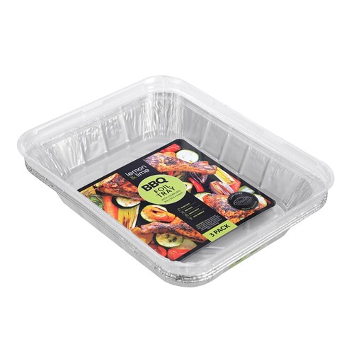 FOIL TRAY W/ PLASTIC LID 3PK