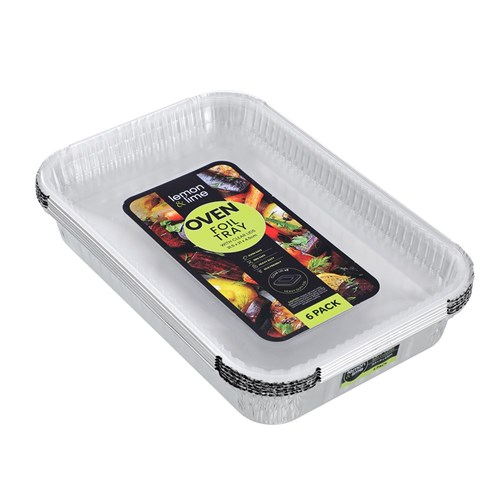 FOIL TRAY W/ PLASTIC LID 6PK