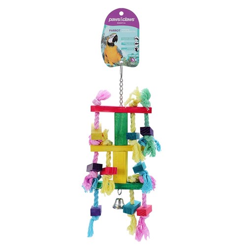 PARROT ROPE + WOOD TOY