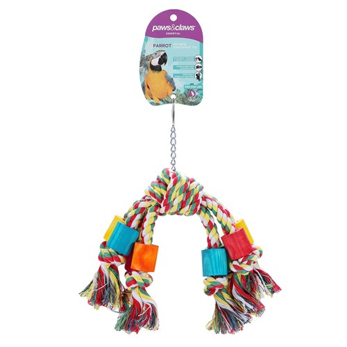 PARROT ROPE DANGLER TOY