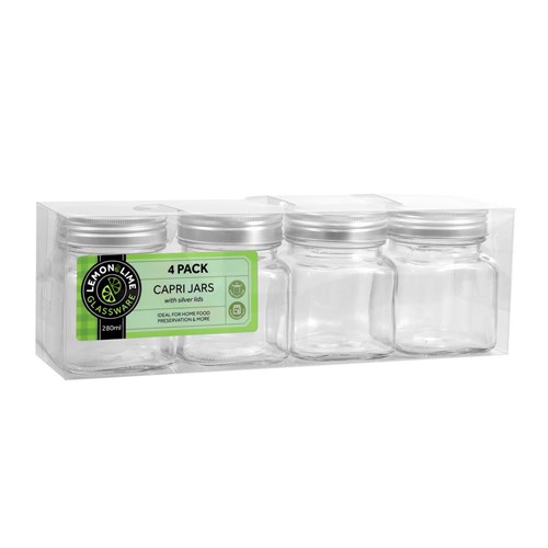 CAPRI GLASS SQUARE JAR 280ML