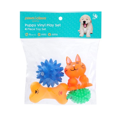 PUPPY VINYL PLAY SET 4PC