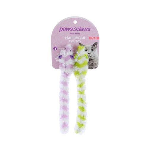 PLUSH MOUSE CAT TOY 2PK