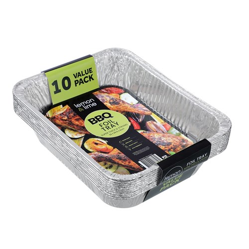 FOIL TRAY RECT 10PK PDQ