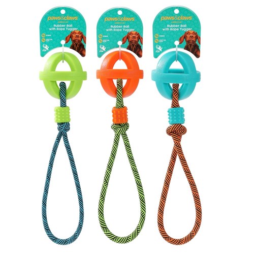 TPR BALL WITH ROPE 3 ASSTD COL