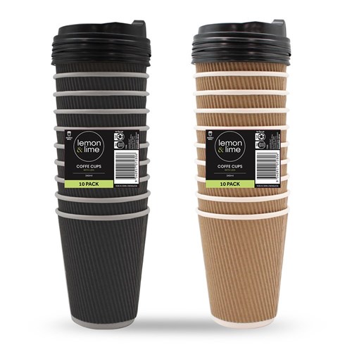 RIPPLE WALL COFFEE CUPS W/LIDS