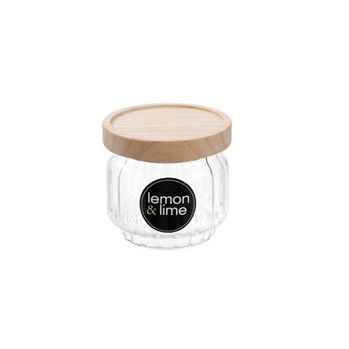 WOODEND RIBBED GLASS JAR 350ML