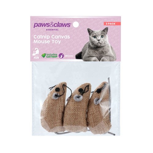 CANVAS MOUSE CAT TOY 3PK