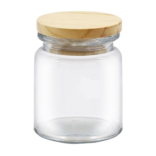 GLASS JAR WITH WOODEN LID