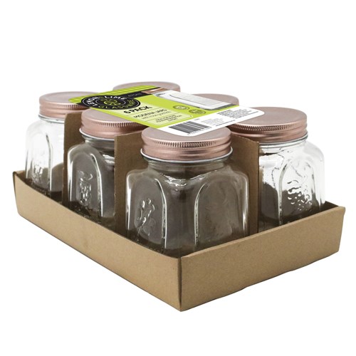 MODENA GLASS JAR 6PK SQUARE