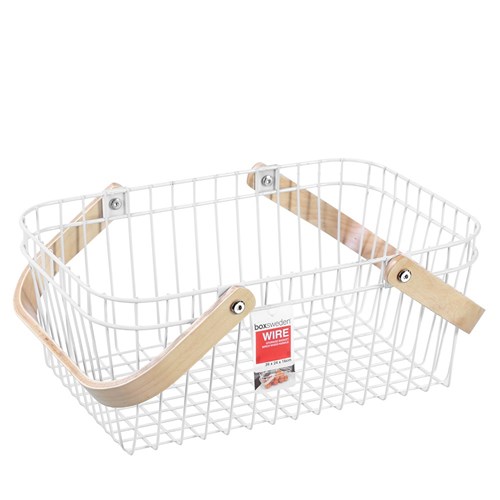 WIRE STORAGE BASKET BIRCH WOOD