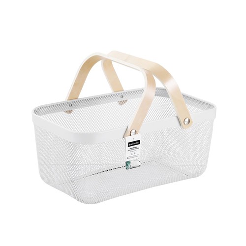 MESH BASKET WHT 40X25X17CM W/