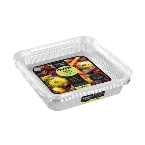 FOIL TRAY W/ PLASTIC LID 4PK