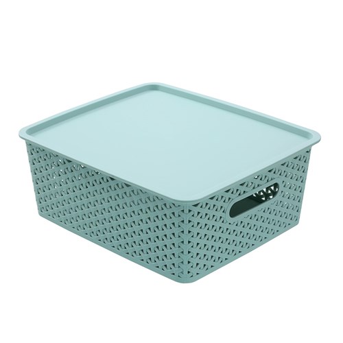 WICKER BASKET W/LID MED