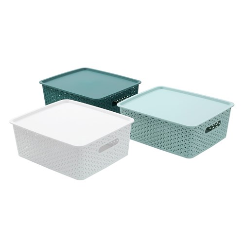 WICKER BASKET W/LID MED