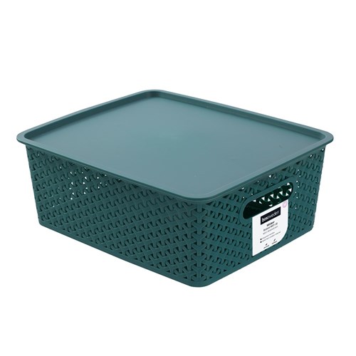 WICKER BASKET W/LID MED