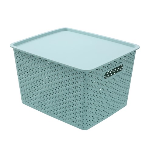 WICKER BASKET W/LID LGE