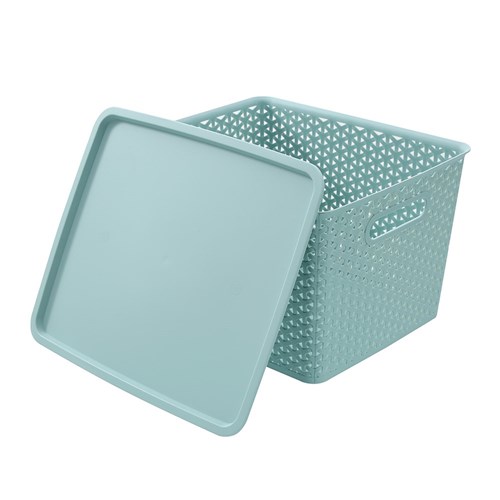 WICKER BASKET W/LID LGE