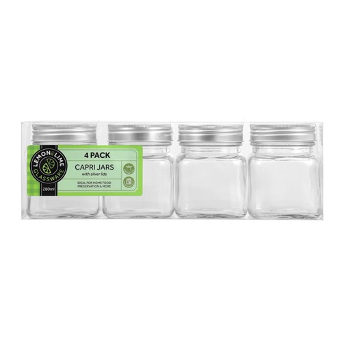 CAPRI GLASS SQUARE JAR 280ML
