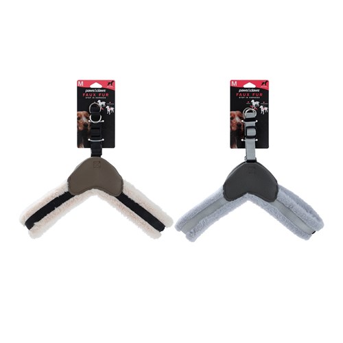 FAUX FUR & LEATHER HARNESS MED