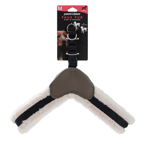 FAUX FUR & LEATHER HARNESS MED
