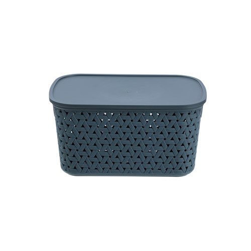 RATTAN BASKET LIDDED 7L