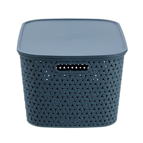 RATTAN BASKET LIDDED 26L