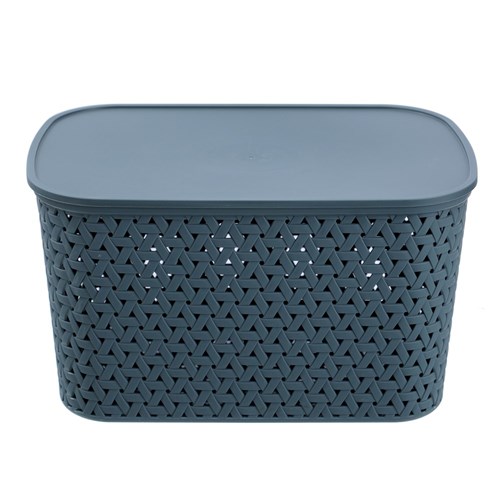 RATTAN BASKET LIDDED 26L