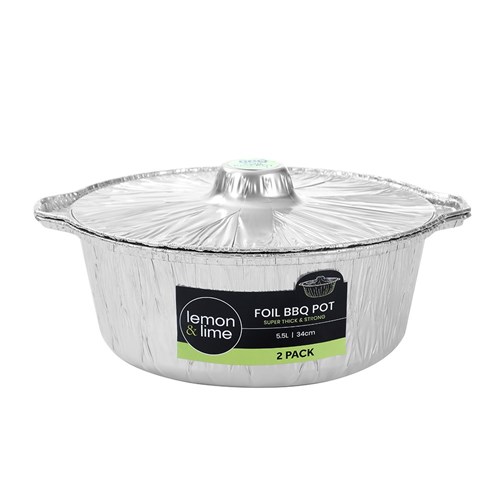 FOIL BBQ POT 5.5L 2PK 34CM