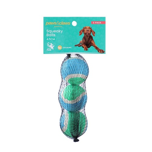 SQUEAKY BALLS 3PK 4.5CM