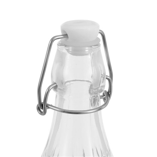 GLASS RIBBED CLIP BOTTLE 1L