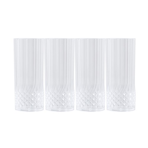 CRYSTAL DECO TALL TUMBLER 4PK