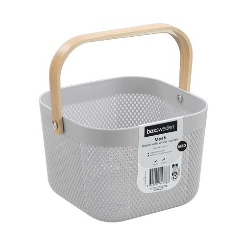 MESH PLASTIC BASKET WOOD