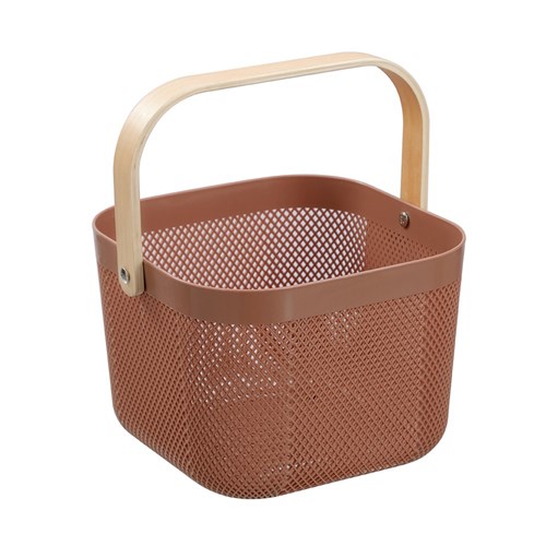 MESH PLASTIC BASKET WOOD