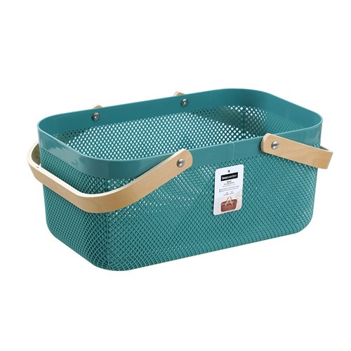 MESH PLASTIC BASKET WOOD
