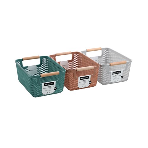 MESH PLASTIC BASKET WOOD
