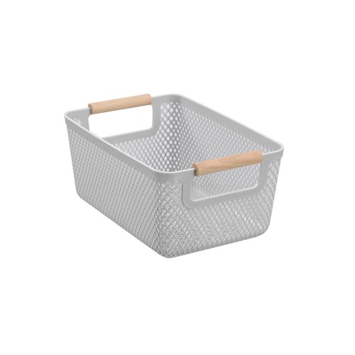 MESH PLASTIC BASKET WOOD
