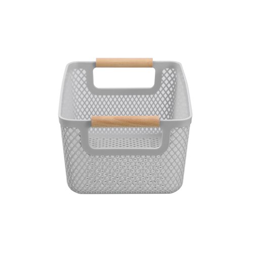 MESH PLASTIC BASKET WOOD