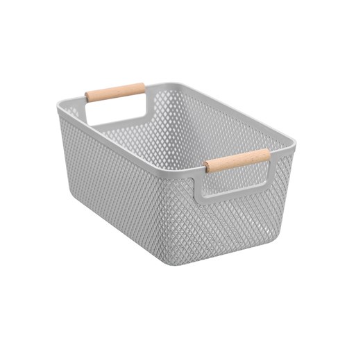 MESH PLASTIC BASKET WOOD