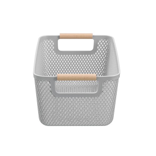 MESH PLASTIC BASKET WOOD