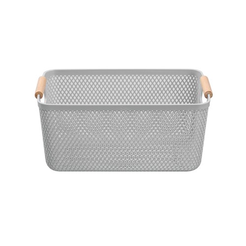 MESH PLASTIC BASKET WOOD