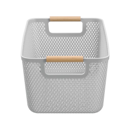 MESH PLASTIC BASKET WOOD