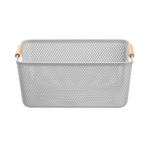 MESH PLASTIC BASKET WOOD