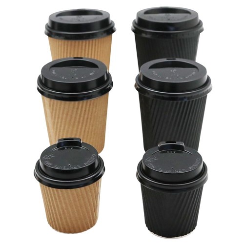 RIPPLE WALL COFFEE CUPS W/LIDS