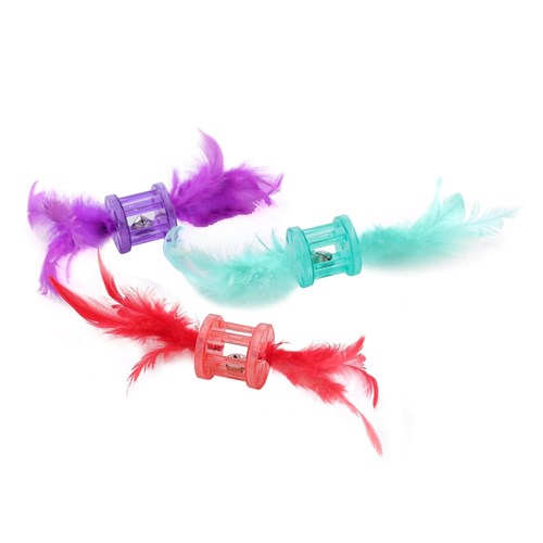 POUNCE FEATHER RATTLE CAT TOYS