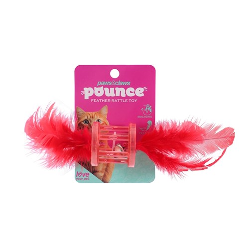 POUNCE FEATHER RATTLE CAT TOYS