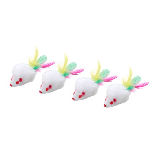 POUNCE PLUSH MICE W FEATHER
