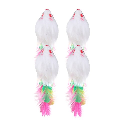 POUNCE PLUSH MICE W FEATHER